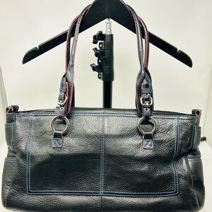 Vintage Hype Elegant Genuine Black Pebble Leather Tote Bag